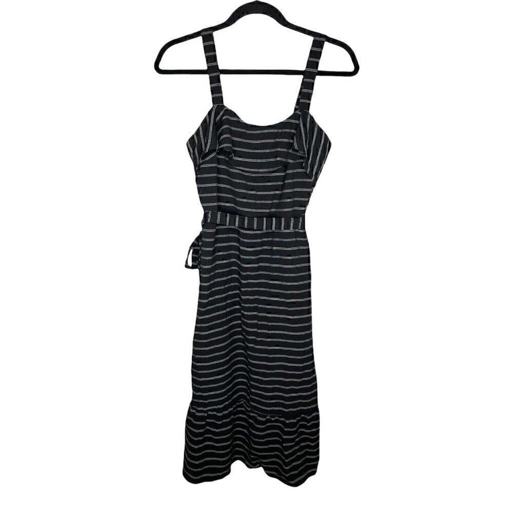 Banana Republic Factory Dress Size 0 Women's Sleeveless Tie Waist Striped Midi